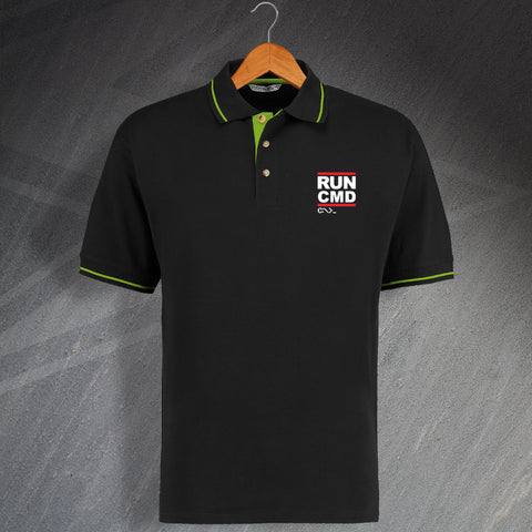 RUN CMD Embroidered Contrast Polo Shirt