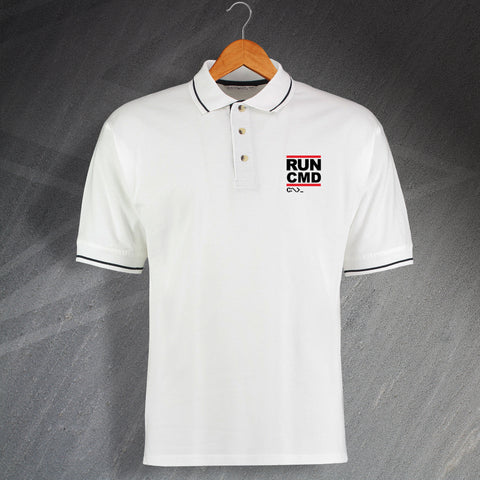 RUN CMD Embroidered Contrast Polo Shirt