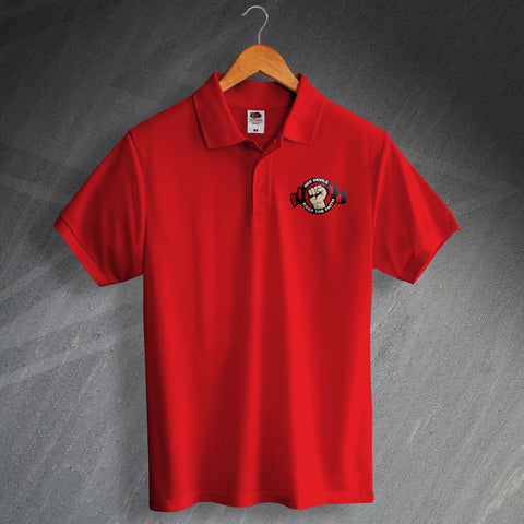 Salford Rugby Polo Shirt Embroidered Red Devils Keep The Faith