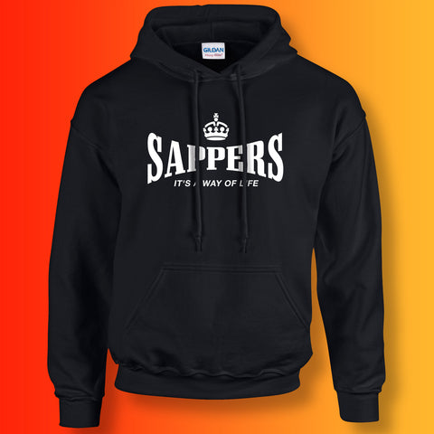 The Sappers Hoodie with It's a Way of Life Design Black