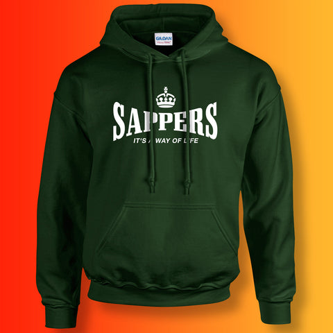 The Sappers Hoodie with It's a Way of Life Design Forest Green