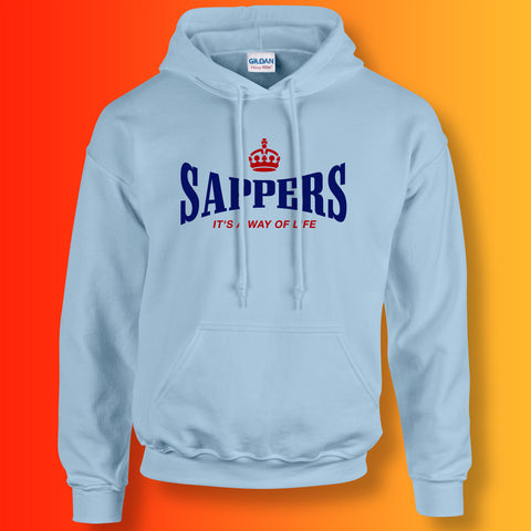 The Sappers Hoodie with It's a Way of Life Design Sky Blue