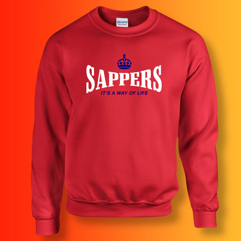 The Sappers Sweater with It's a Way of Life Design Red