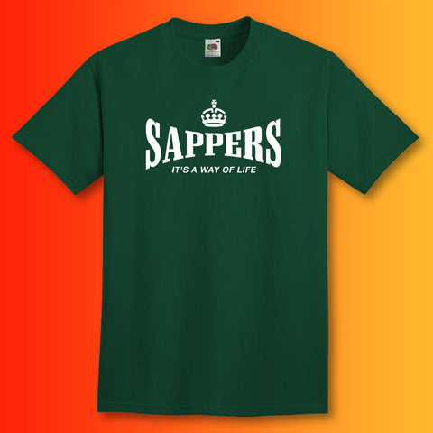 The Sappers T-Shirt with It's a Way of Life Design Bottle Green