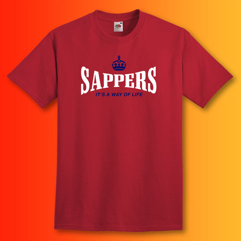 The Sappers T-Shirt with It's a Way of Life Design Brick Red