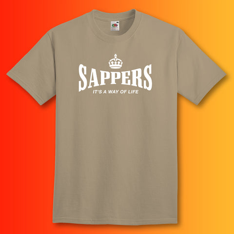 The Sappers T-Shirt with It's a Way of Life Design Khaki