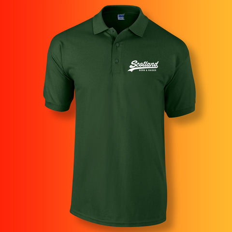 Scotland Born and Raised Polo Shirt Forest Green