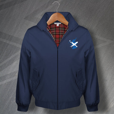 Scotland Flag Map Embroidered Harrington Jacket