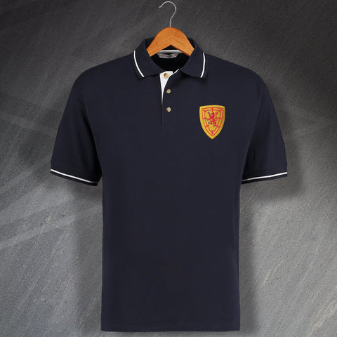 Retro Scotland 1879 Embroidered Contrast Polo Shirt