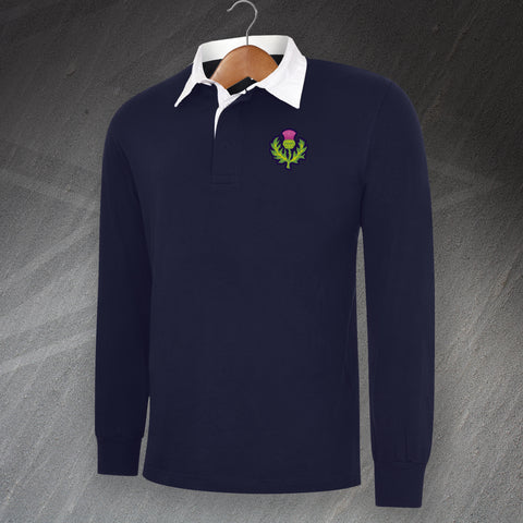 Retro Scotland Rugby 1953 Embroidered Long Sleeve Rugby Shirt
