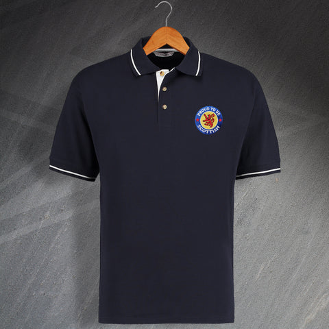 Proud to Be Scottish Embroidered Contrast Polo Shirt
