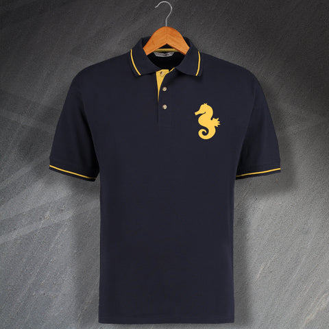 Seahorse Embroidered Contrast Polo Shirt