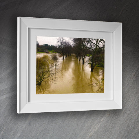 Shrewsbury Framed Print Floods from The Kingsland Bridge