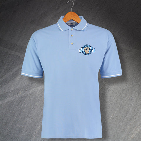 Coventry Football Polo Shirt Embroidered Contrast Sky Blues Keep The Faith