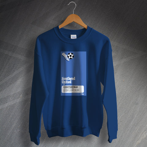 Southend Football Sweatshirt Programme Southend vs Chesterfield 1974