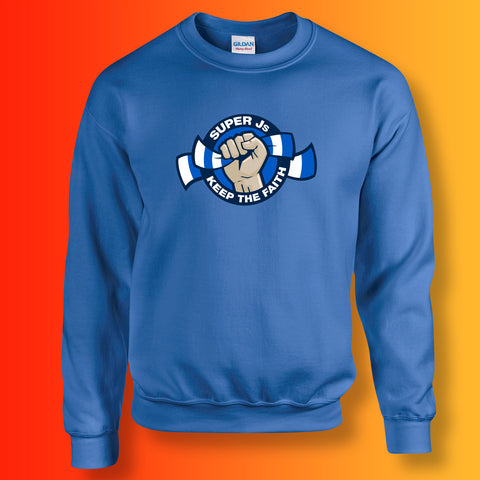 Super Js Sweater with Keep The Faith Design Royal Blue