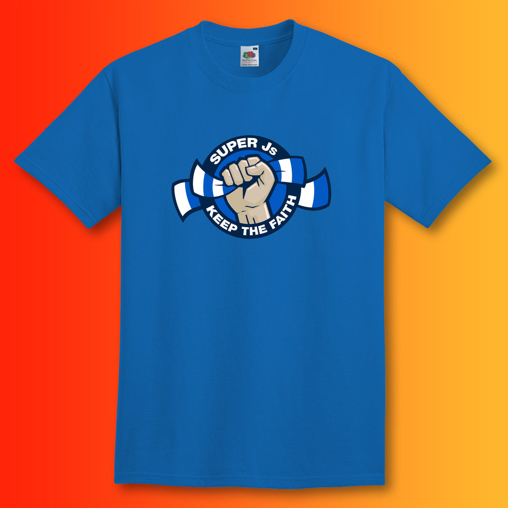 Super Js Shirt with Keep The Faith Design Royal Blue