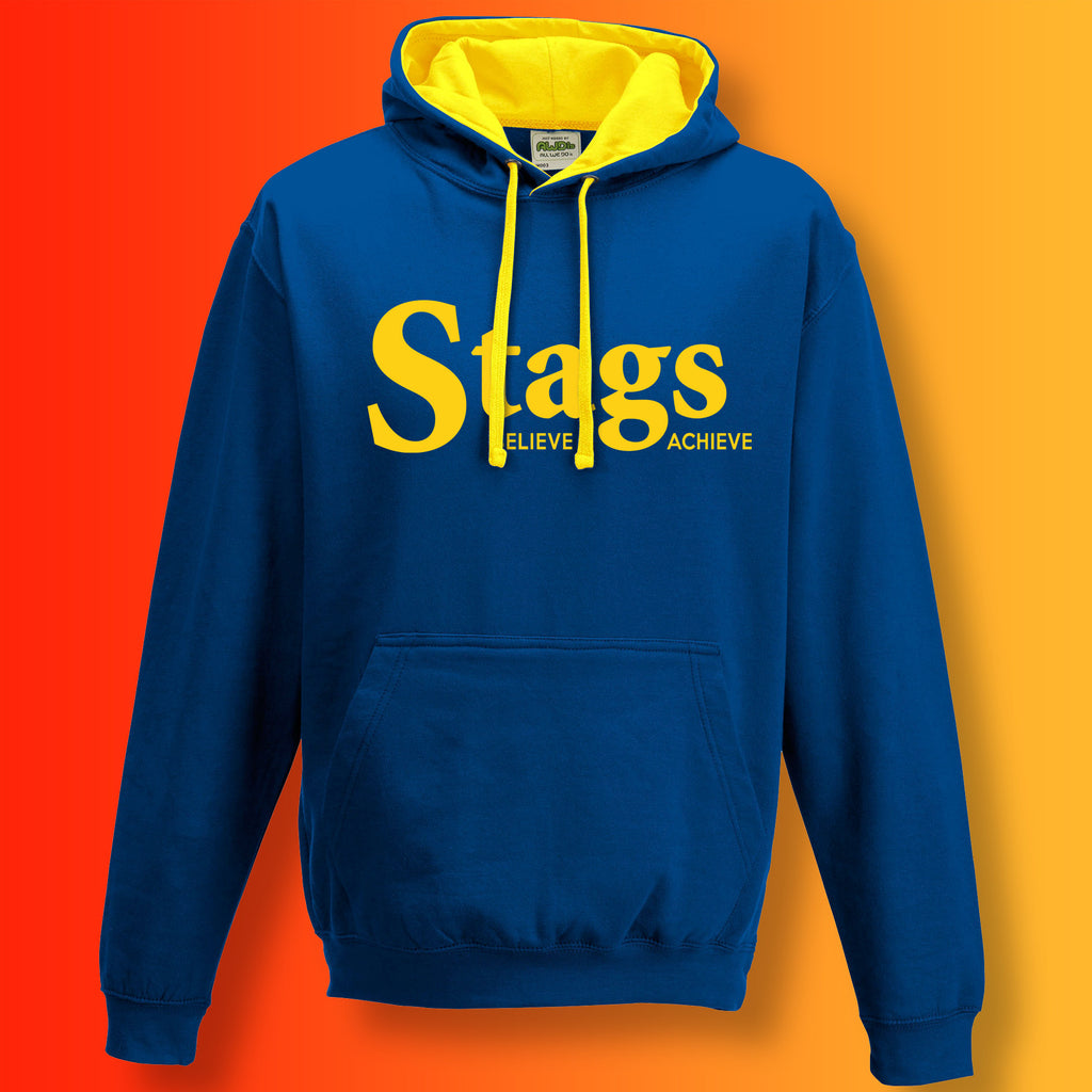 Stags Contrast Hoodie with Believe & Achieve Design