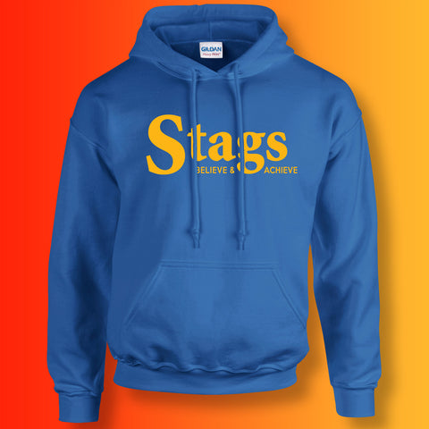 Stags Hoodie with Believe & Achieve Design Royal Blue