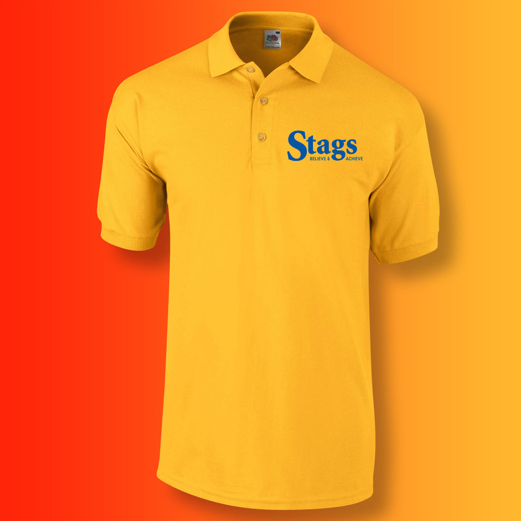 Stags Polo Shirt with Believe & Achieve Design Gold