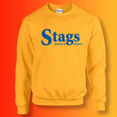 Stags Sweater with Believe & Achieve Design Gold