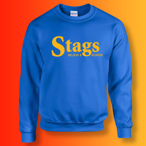 Stags Sweater with Believe & Achieve Design Royal Blue