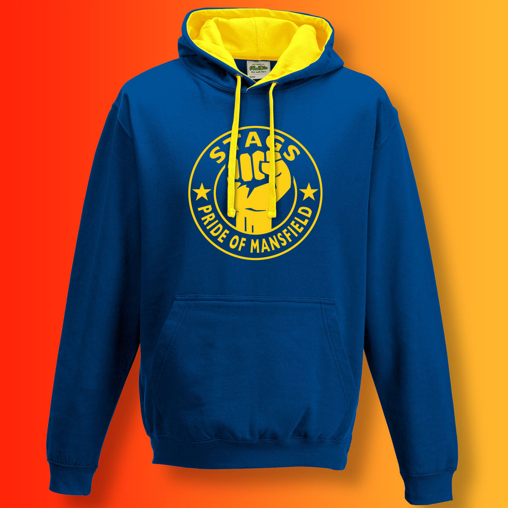 Stags Contrast Hoodie with The Pride of Mansfield Design