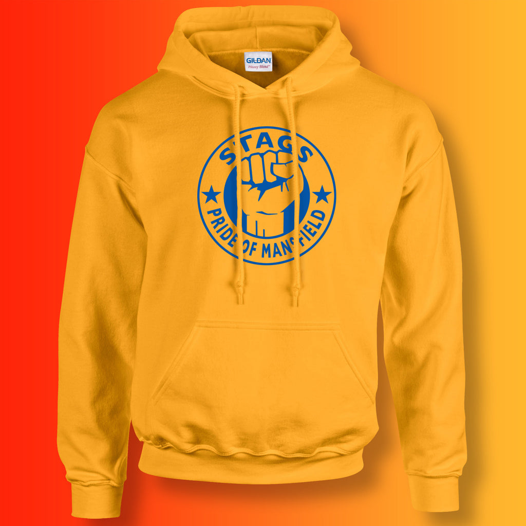 Stags Hoodie with The Pride of Mansfield Design Gold