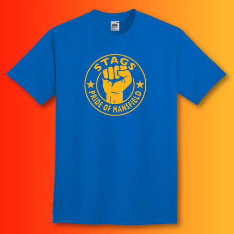 Stags Shirt with The Pride of Mansfield Design Royal Blue