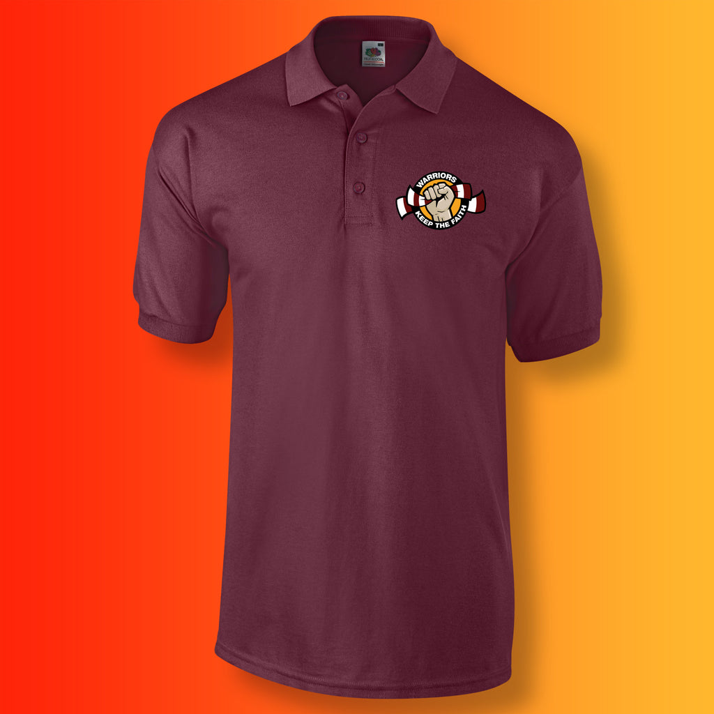 Warriors Polo Shirt with Keep The Faith Design Burgundy