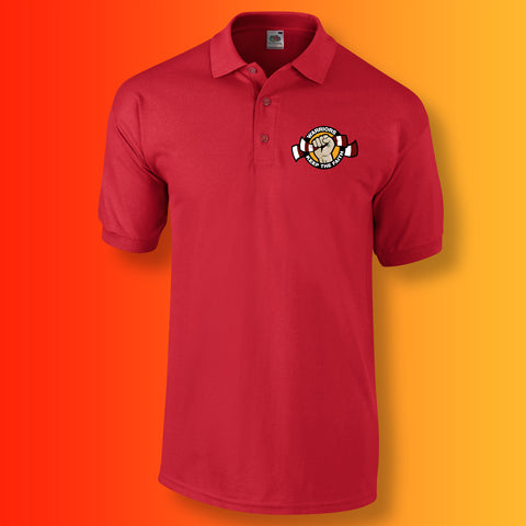 Warriors Polo Shirt with Keep The Faith Design Red