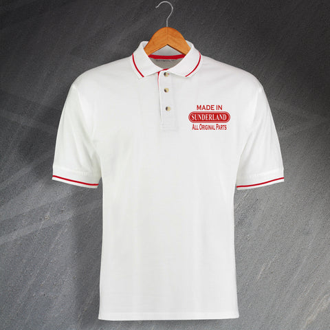 Sunderland Polo Shirt Embroidered Contrast Made in Sunderland All Original Parts