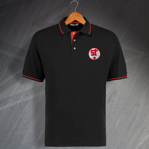 Swindon Football Polo Shirt Embroidered Contrast 1981