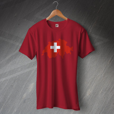 Switzerland Football T-Shirt Flag Map