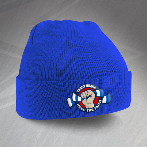 Rangers Football Beanie Hat Embroidered Teddy Bears Keep The Faith