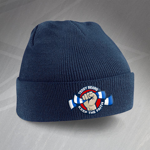 Rangers Football Beanie Hat Embroidered Teddy Bears Keep The Faith