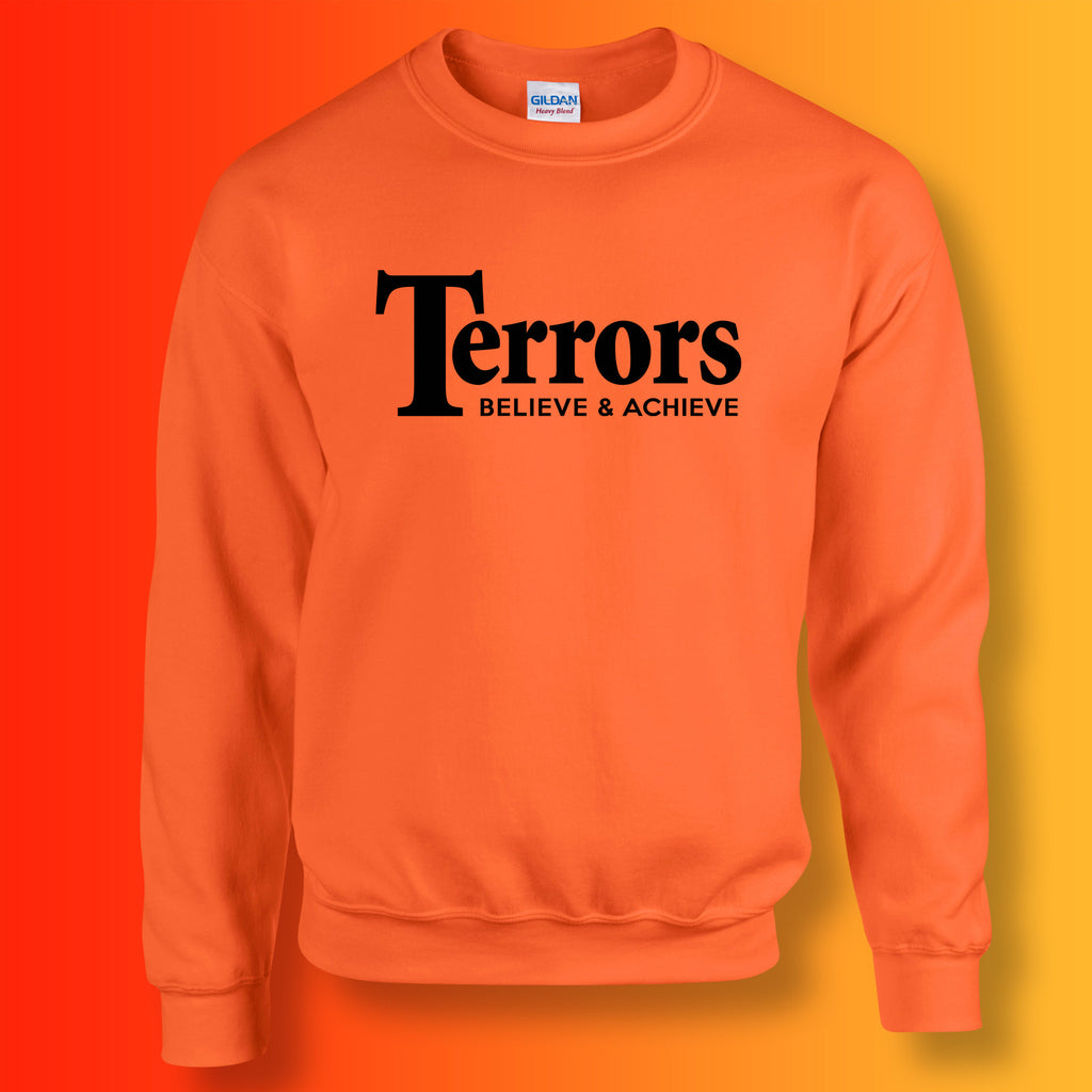Terrors Sweater with Believe & Achieve Design Orange