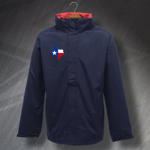 Texas Waterproof Jacket with Embroidered State Shaped Flag