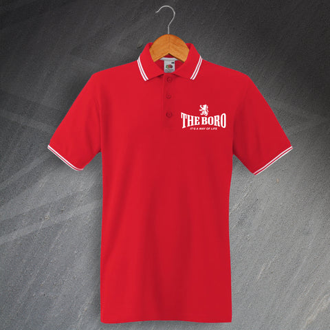 Middlesbrough Football Polo Shirt Embroidered Tipped The Boro It's a Way of Life