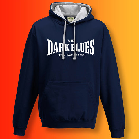 The Dark Blues Contrast Hoodie with It's a Way of Life Design