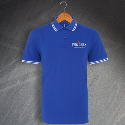 Rangers Football Polo Shirt Embroidered Tipped The Gers It's a Way of Life