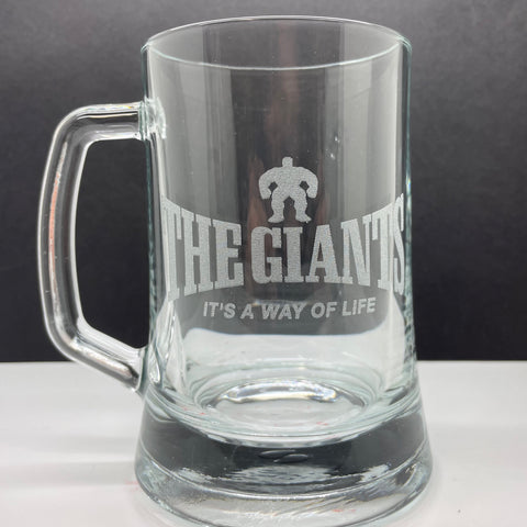 The Giants Rugby Glass Tankard Engraved It's a Way of Life