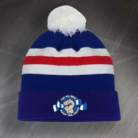 Glossop North End Football Bobble Hat Embroidered The Hillmen Keep The Faith