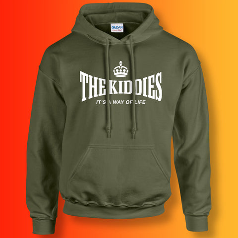 Kiddies Hoodie with It's a Way of Life Design Military Green