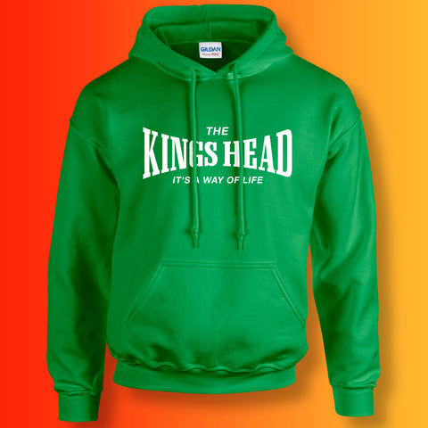 Kings Head Hoodie with It's a Way of Life Design Irish Green