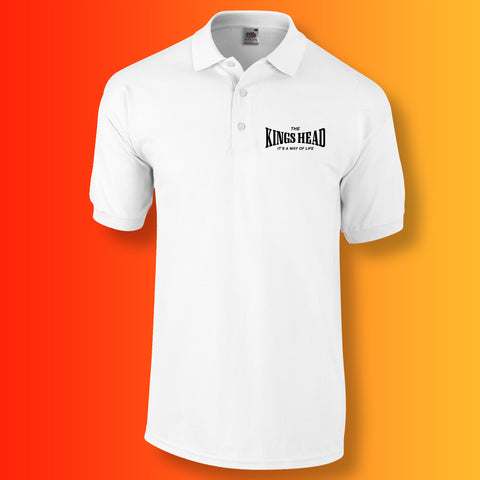 Kings Head Polo Shirt with It's a Way of Life Design White