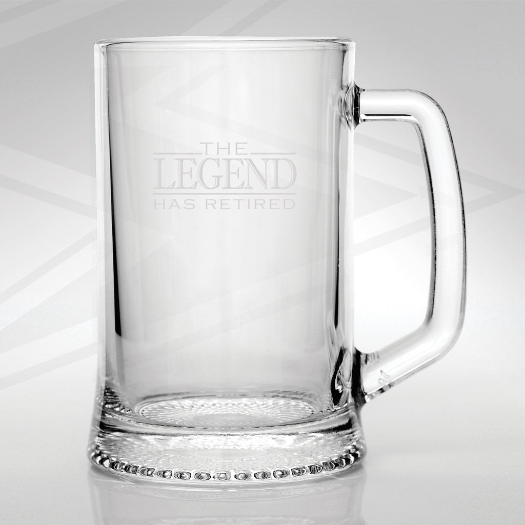 The Legend Has Retired Glass Tankard
