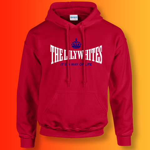 The Lilywhites Hoodie with It's a Way of Life Design Red