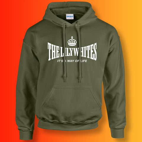 The Lilywhites Hoodie with It's a Way of Life Design Military Green