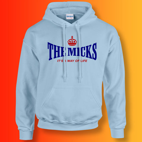 The Micks Hoodie with It's a Way of Life Design Sky Blue